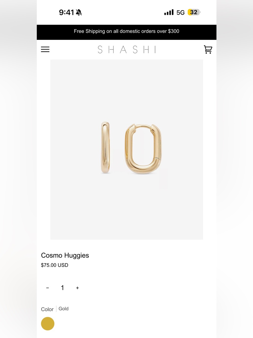 ⭐️SHASHI Cosmo Huggies - Gold Hoop Earrings